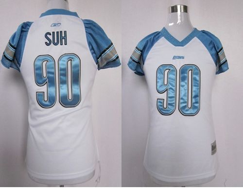 Lions #90 Ndamukong Suh White Women's Field Flirt Stitched NFL Jersey